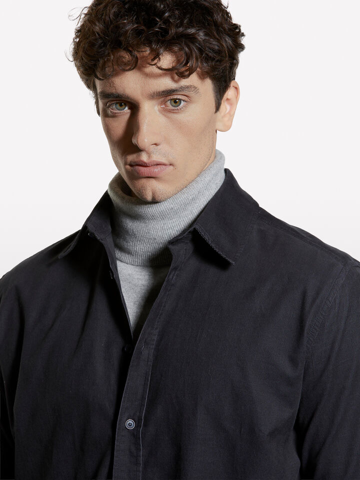 Camicia grigio scuro in velluto a costine - camicie regular da uomo - Grigio Scuro | Sisley image number 4